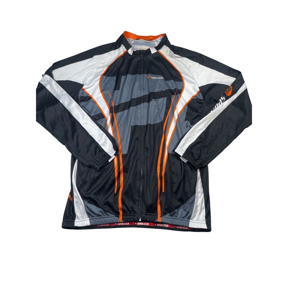 Sponeed Cycling Jersey Men Black White Long Sleeve Bike Wear Breathable Full Zip